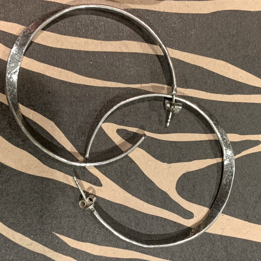 Silpada Silver Textured Twisted Hoop Earrings